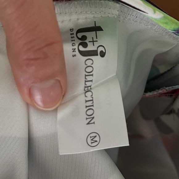 Black White Stripe Red Floral A-Line Midi Skirt Size M - Picture 5 of 7